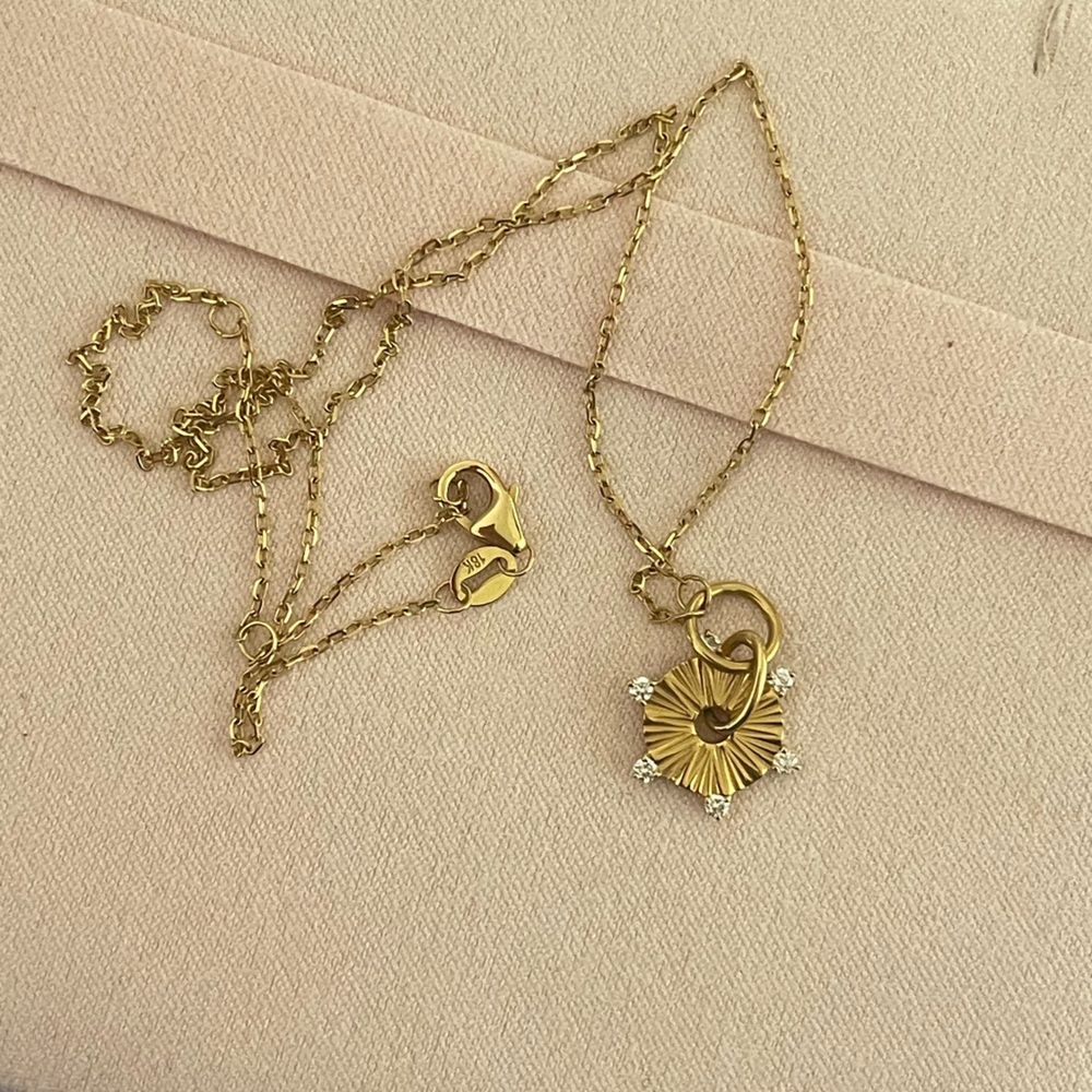 FOUNDRAE Disk Drop 18-karat gold diamond necklace